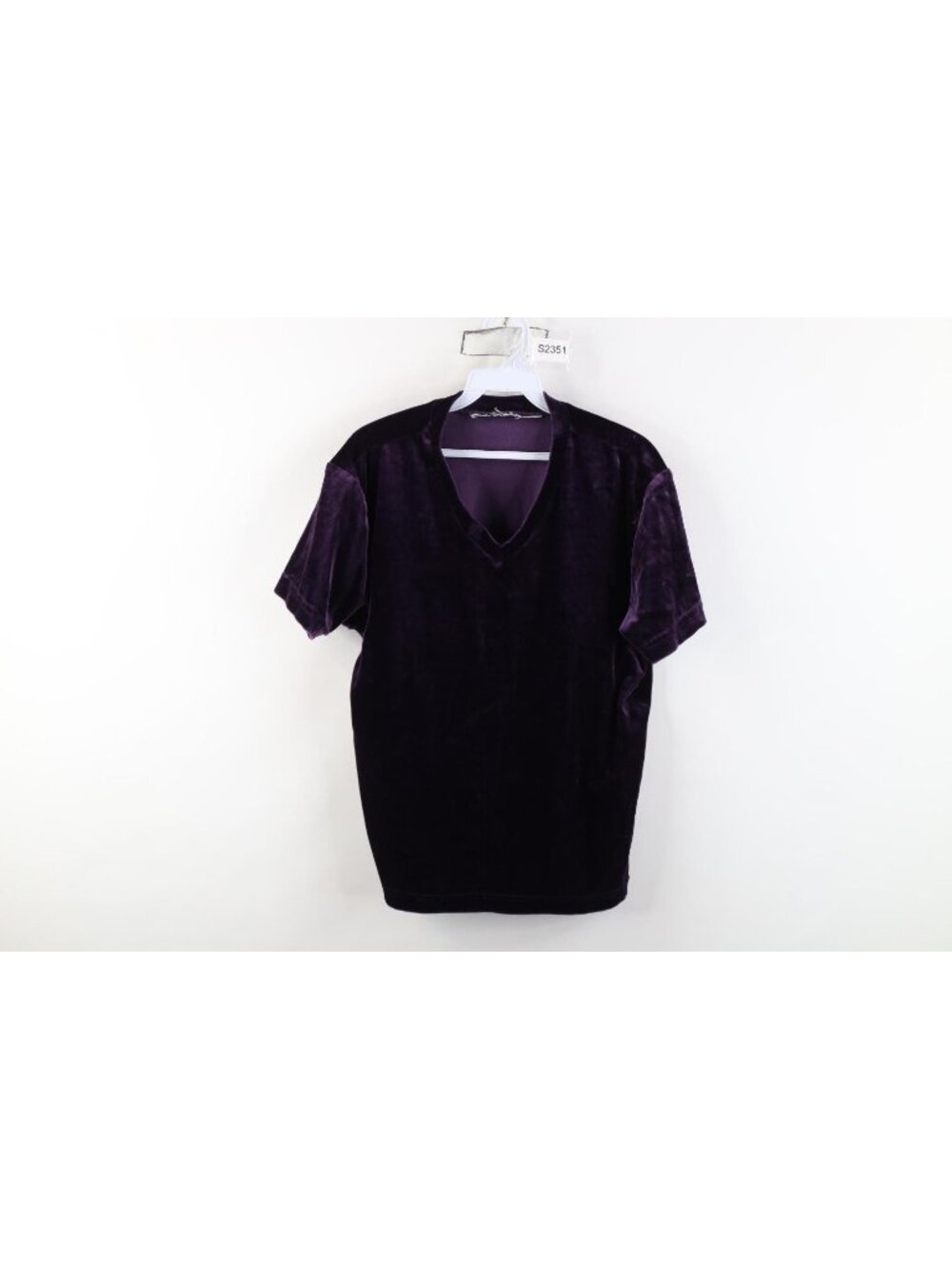 Vintage 90s Y2K Babydoll Womens Large Blank Plush Velvet Velour T-Shirt Purple